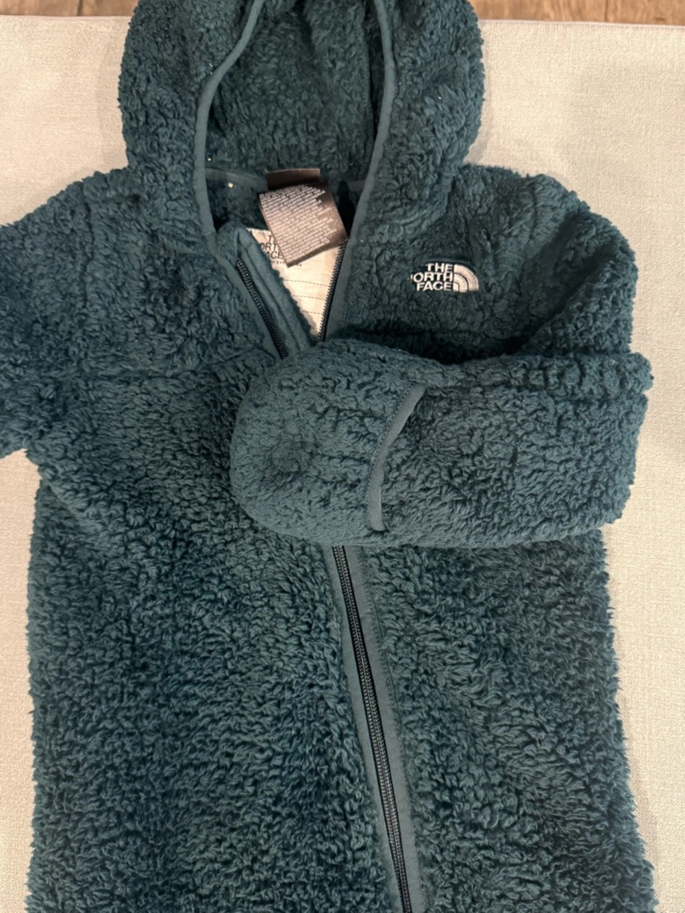 The North Face Kids' Sherpa One-Piece in Dark Teal/Green - Picture 4 of 6